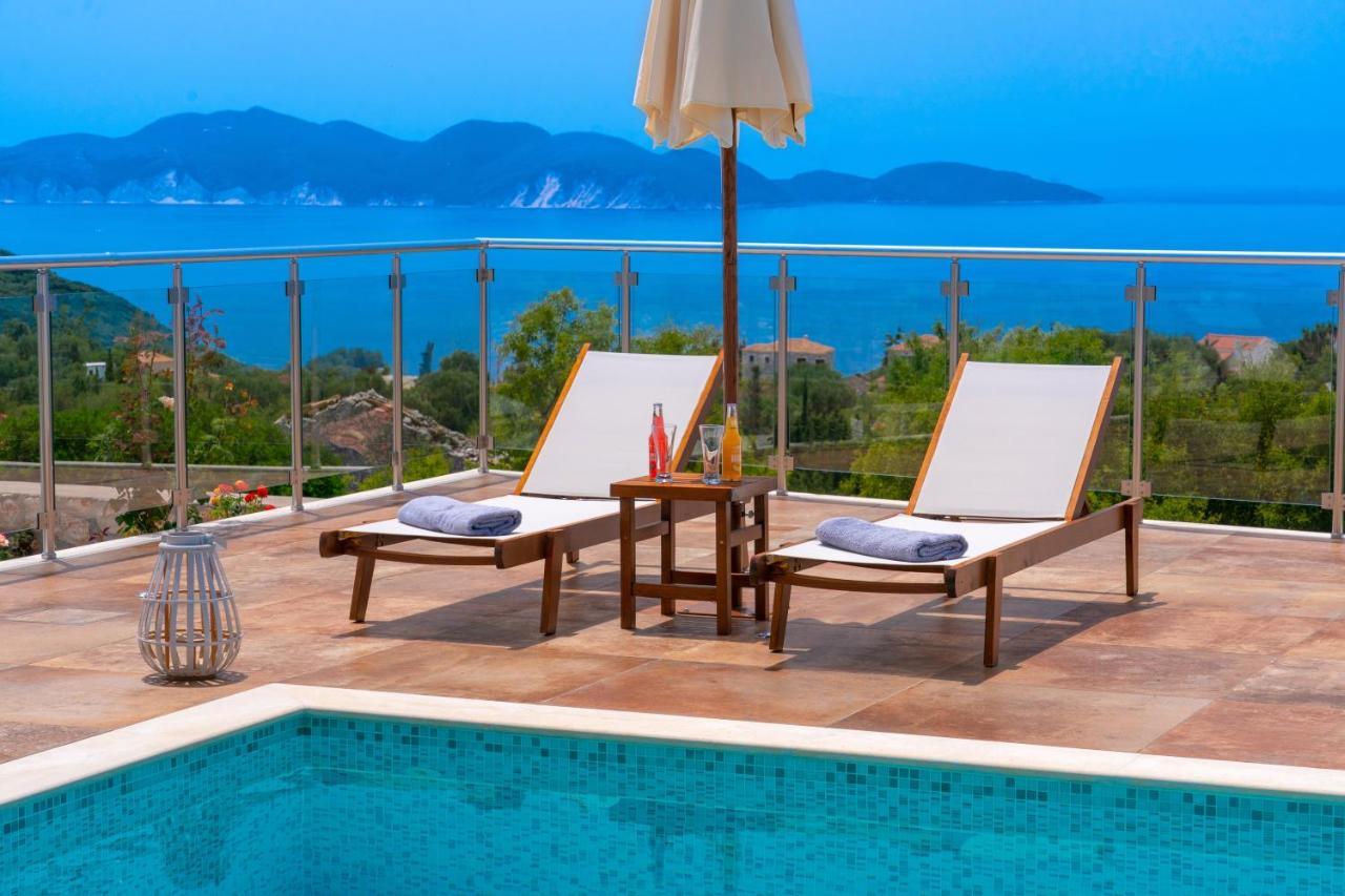 Villa Cleopatra Fiskardo sunset view!! Exteriör bild